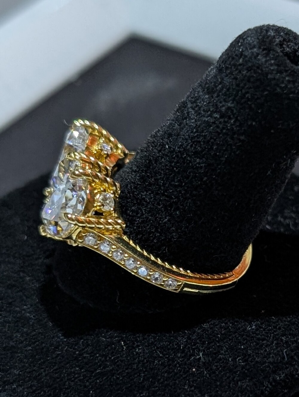 Judith Ripka Toi Et Moi Gold Clad CZ Ring - Picture 3 of 8